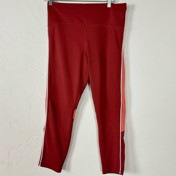 Zyia Active Leggings Colorblock‎ Pink Mauve Stripe White Workout Yoga Athletic - Picture 1 of 10